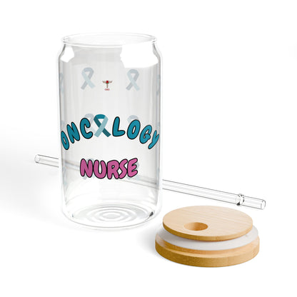 Oncology Nurse Sipper Glass | Pink & Blue