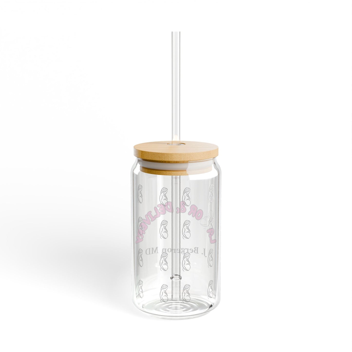 Labor & Delivery Personalized Sipper Glass | Pink & Black