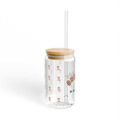 Oncology Personalized Sipper Glass | Pink & Brown