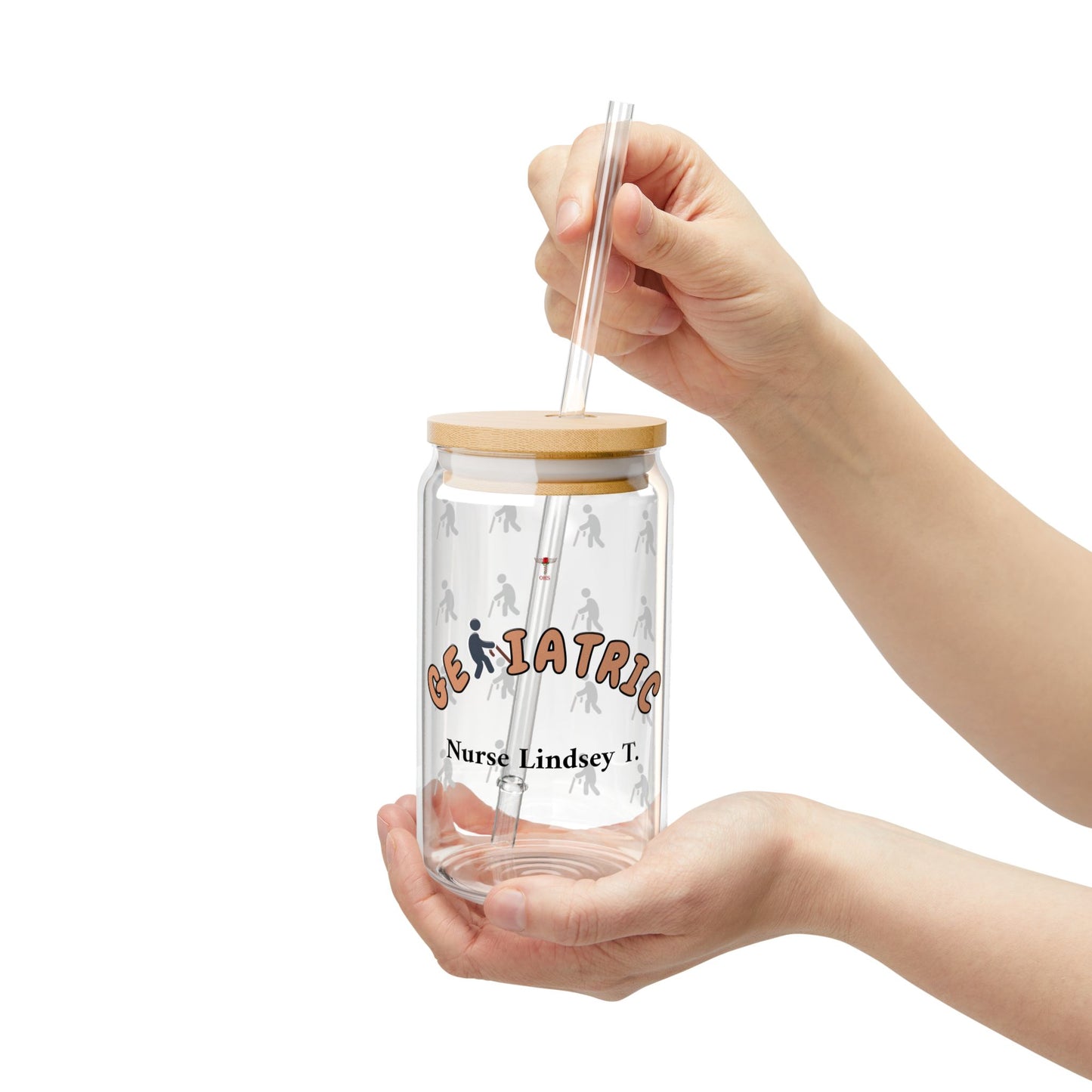 Geriatric Personalized Sipper Glass | Brown & Black