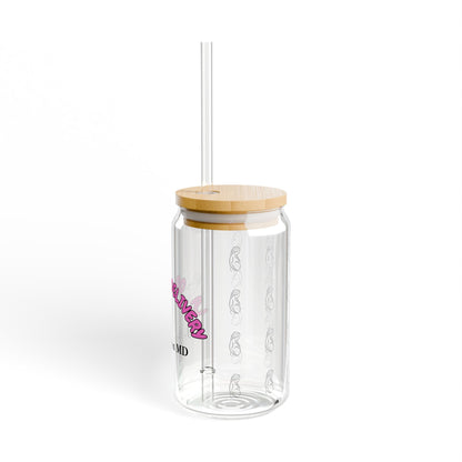 Labor & Delivery Personalized Sipper Glass | Pink & Black