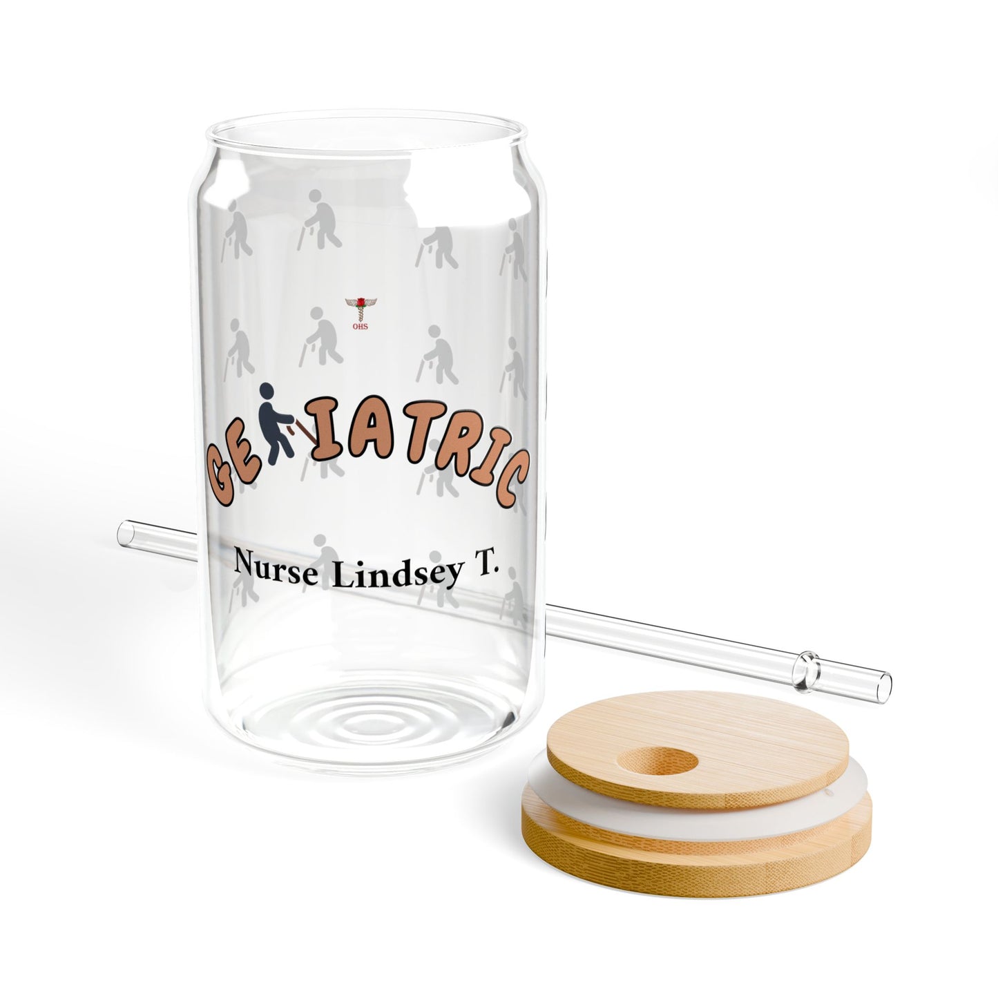 Geriatric Personalized Sipper Glass | Brown & Black