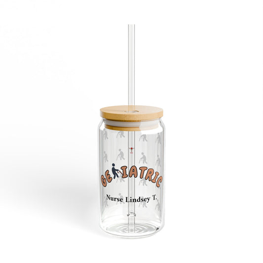 Geriatric Personalized Sipper Glass | Brown & Black