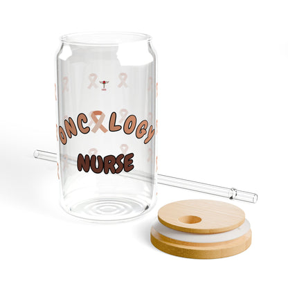 Oncology Nurse Sipper Glass | Pink & Brown