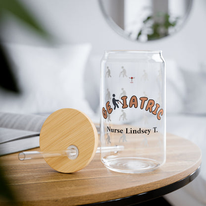 Geriatric Personalized Sipper Glass | Brown & Black