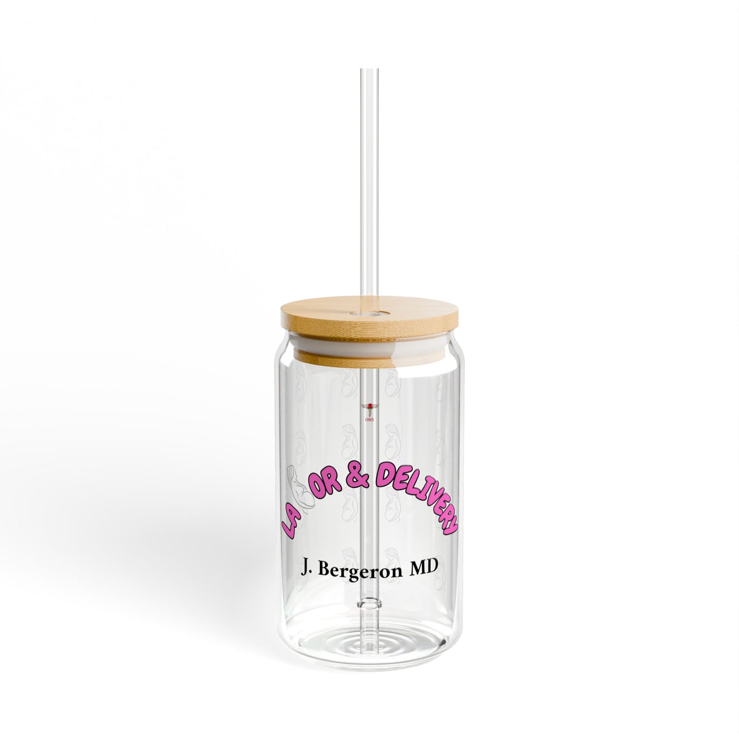 Labor & Delivery Personalized Sipper Glass | Pink & Black