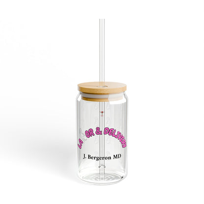 Labor & Delivery Personalized Sipper Glass | Pink & Black