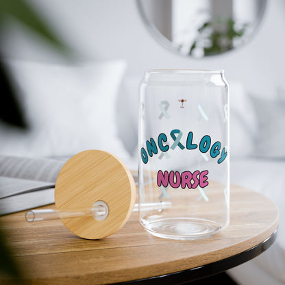 Oncology Nurse Sipper Glass | Pink & Blue